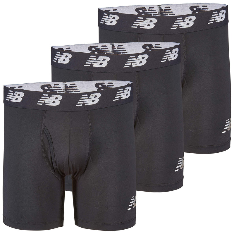 New Balance Men's 6" Boxer Brief Fly Front with Pouch, 3-Pack Black/Black/Black Small - LeoForward Australia