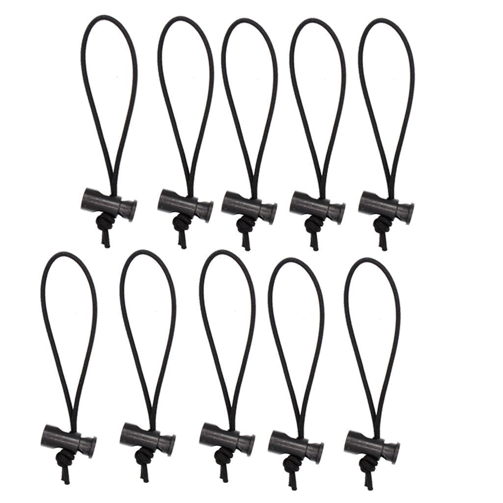  [AUSTRALIA] - Foto&Tech Multipurpose Extra Thick Elastic Cable Tie and Organizer, Adjustable Cable Strap Toggle Tie, Reusable Tangle Tamer, Cable Management for Cord and Cable (10x 16CM, Black) 10x 16CM