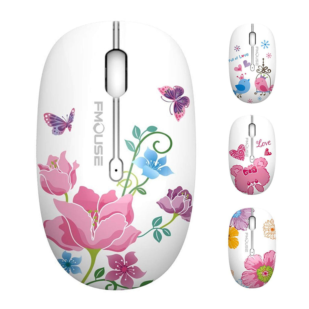 TENMOS M101 Wireless Mouse Cute Silent Computer Mice with USB Receiver, 2.4G Optical Wireless Travel Mouse 1600 DPI Compatible with Laptop, Notebook, PC, Computer (Butterfly) butterfly - LeoForward Australia