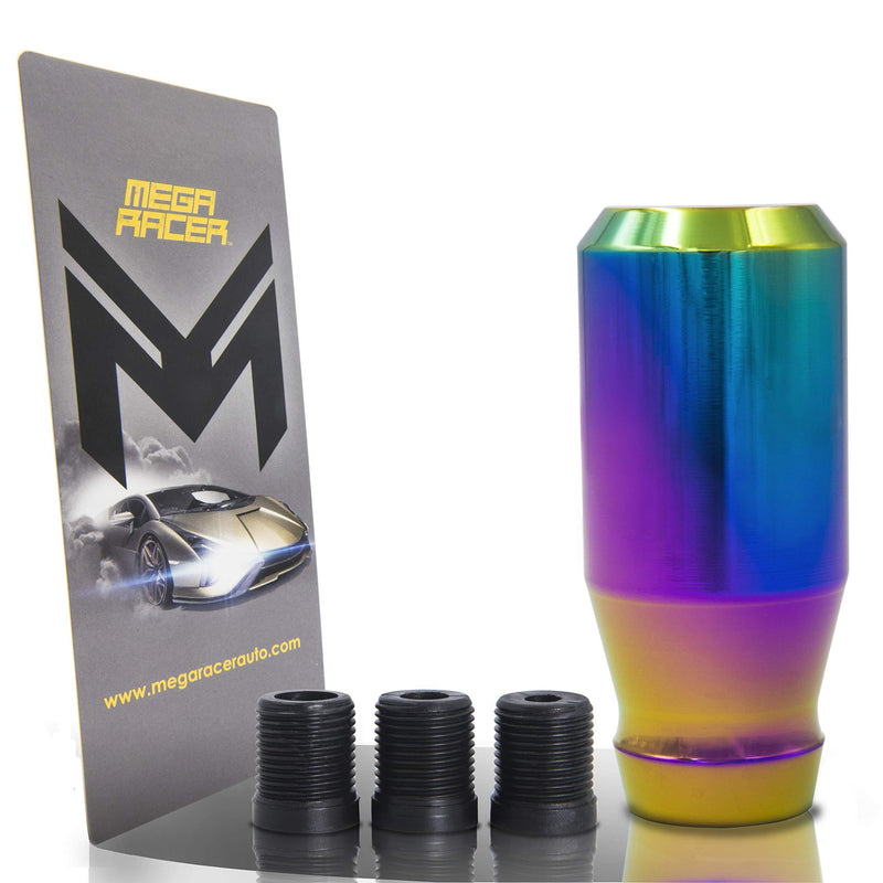  [AUSTRALIA] - Mega Racer Neo Chrome Rainbow Aluminum Shift Knob for Buttonless Automatic and 4, 5 and 6 Speed Manual Transmission Vehicles