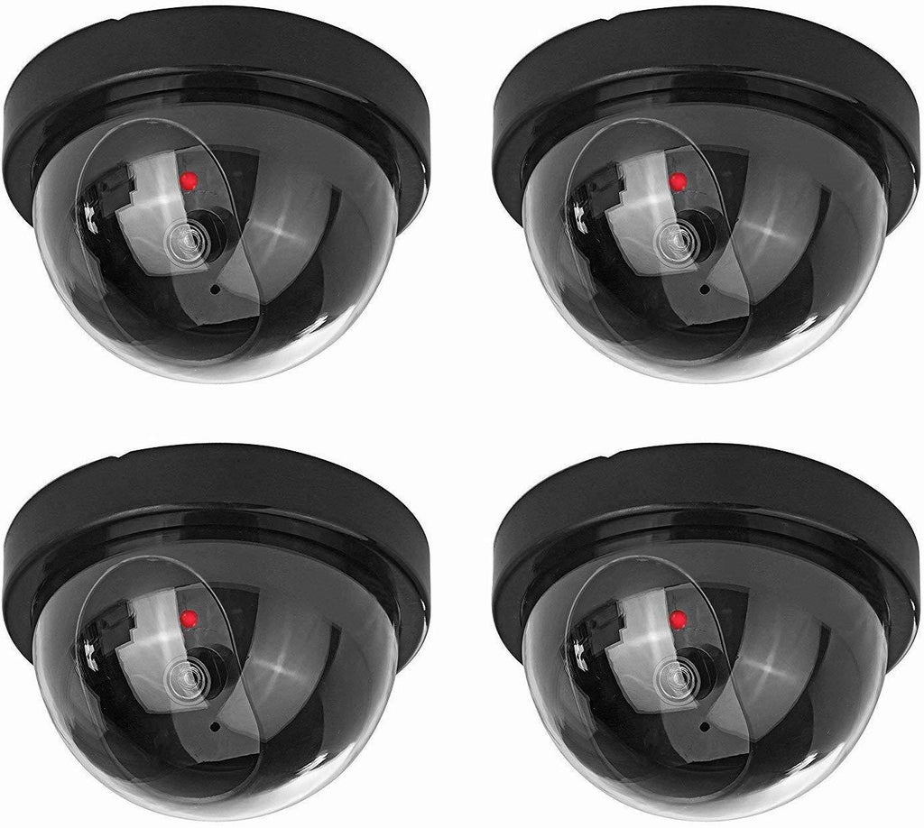Fake Dummy Camera Security CCTV Dome Cameras with Flashing Red LED Light for Indoor Outdoor Homes Business, 4 Pack, Black Dome Cameras(4 Pack) - LeoForward Australia