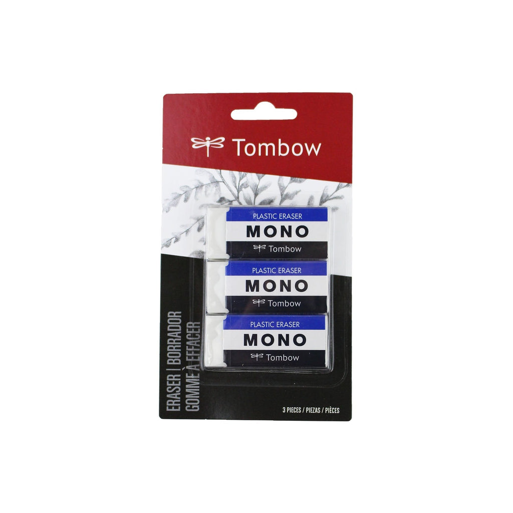  [AUSTRALIA] - Tombow 57324 MONO Eraser, White, Medium, 3-Pack. Cleanly Removes Marks Without Damaging Paper 3 Count (Pack of 1)