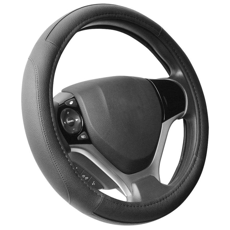  [AUSTRALIA] - SEG Direct Black Microfiber Leather Steering Wheel Cover for Prius Civic 14" - 14.25" Small size[14''-14 1/4'']