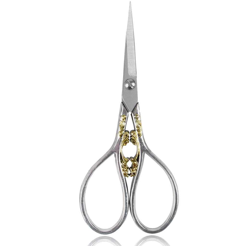  [AUSTRALIA] - BIHRTC 4.33 Inches Vintage European Style Stainless Steel Auspicious Clouds Scissors for Needlework, Embroidery, Sewing, Craft, Art Work & Everyday Use (Silver)