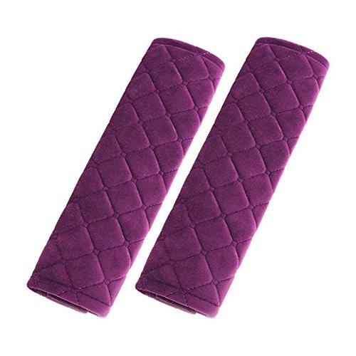  [AUSTRALIA] - Atonix Purple Soft Velvet Lattice Pattern Car Seat Belt Pads Cushion