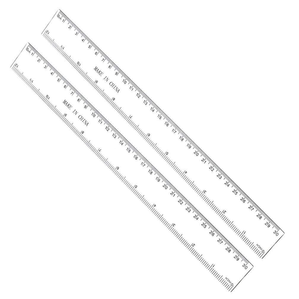  [AUSTRALIA] - 12 Inches Plastic Straight Hard Ruler Viaky See Through Flexible Ruler with Inches and Metric Measuring Tool for Student School Office, Clear(2 Pack) …