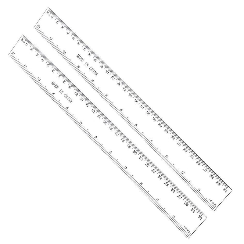  [AUSTRALIA] - 12 Inches Plastic Straight Hard Ruler Viaky See Through Flexible Ruler with Inches and Metric Measuring Tool for Student School Office, Clear(2 Pack) …