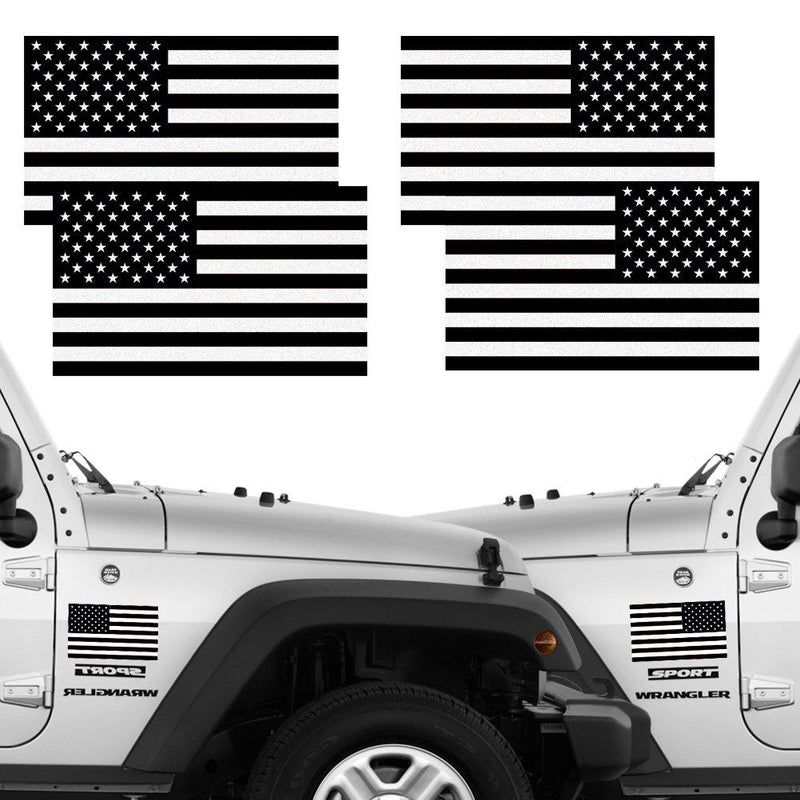 Reflective Subdued American Flag Stickers 2 Pairs Bundle 3" X 5" Tactical Military Flag Reverse USA Decal for SUV, Hard Hat, Car Vinyl Window Bumper Decal Sticker C - LeoForward Australia