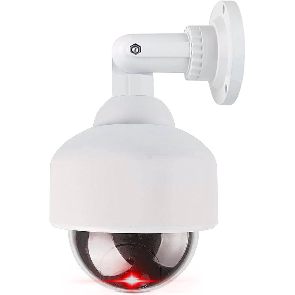  [AUSTRALIA] - WALI Dummy Fake Security Dome Camera with 1 Flashing Red LED Light and Security Alert Sticker Decal, Indoor Outdoor Use (DOW-1), White