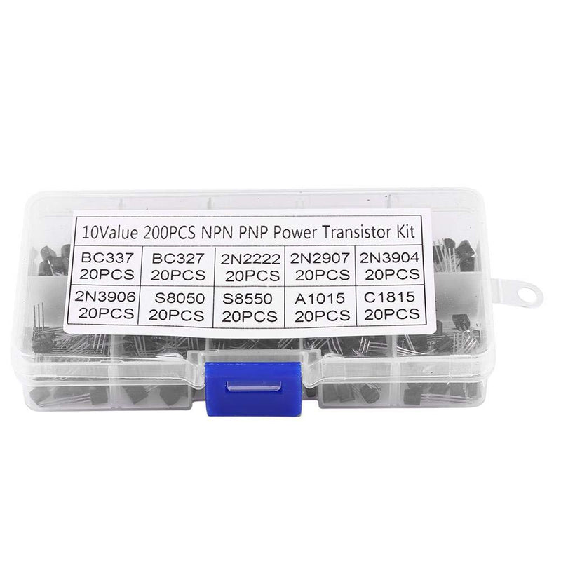 200 Pcs 10 Values Silicon NPN PNP Power Transistor Assortment Kit (BC337 BC327 2N2222 2N2907 2N3904 2N3906 S8050 S8550 A1015 C1815) - LeoForward Australia