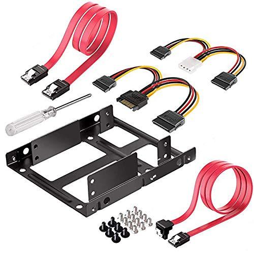 Qook 2x 2.5 Inch SSD to 3.5 Inch Internal Hard Disk Drive Mounting Kit Bracket(SATA Data Cables and Power Cables included) - LeoForward Australia
