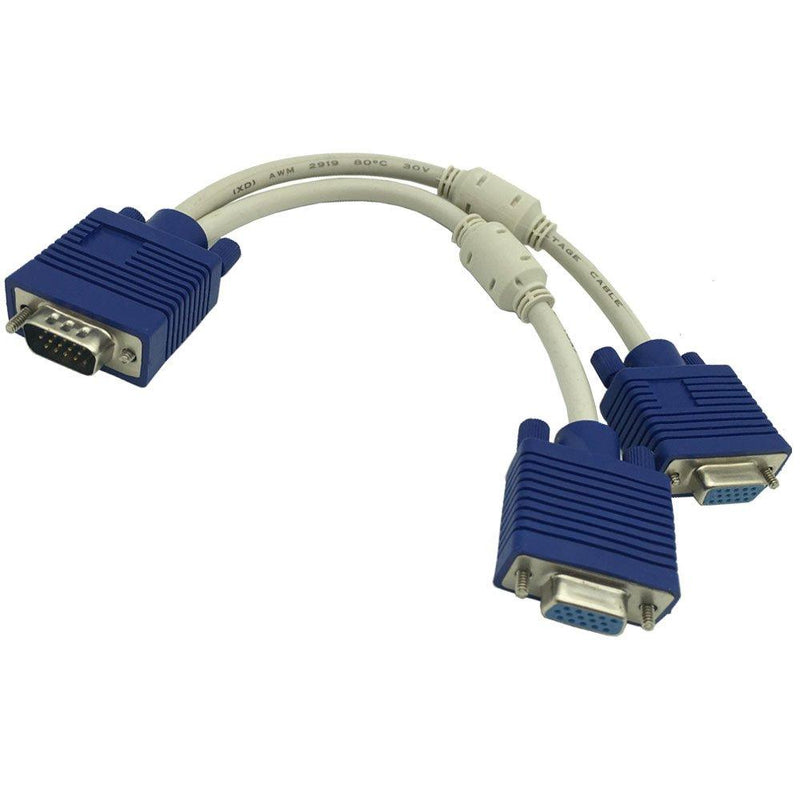 DONG 1 Computer to Dual 2 Monitor vga Splitter Cable Video Y Splitter 15 pin Two Ports vga Male to Female - LeoForward Australia