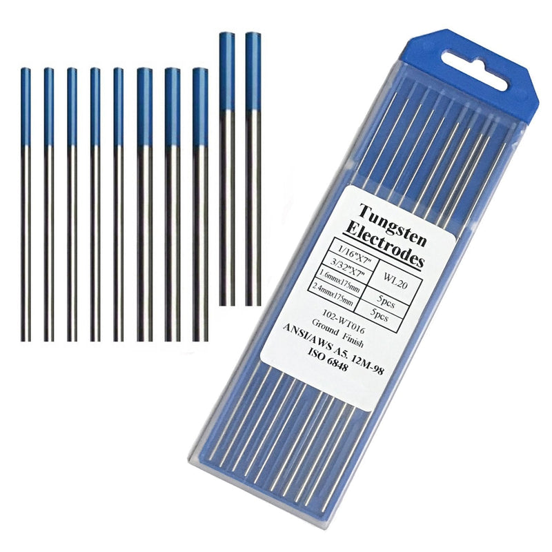  [AUSTRALIA] - Tig Welding Tungsten Electrodes, 2% Lanthanated Blue Tungsten Assorted Welding Rods-Blue 5PCS 3/32" + 5PCS 1/16"