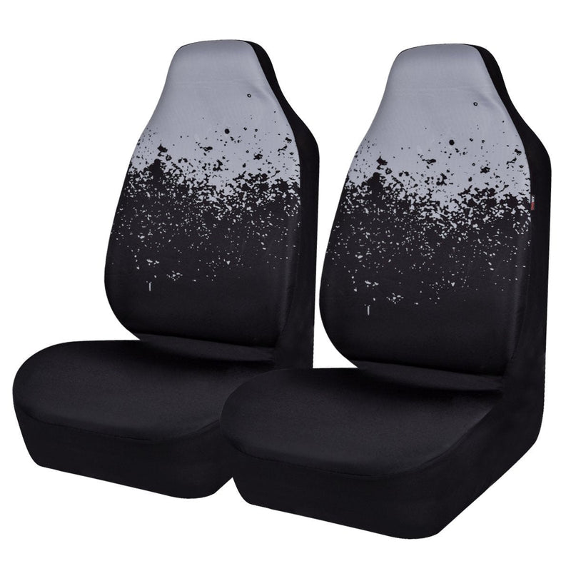  [AUSTRALIA] - CAR PASS Sporty Two Tone Universal Fit Two Front Cool Car Seat Covers, Suvs,sedans,Vehicles,Airbag Compatible (Black and Gray) Black and Gray