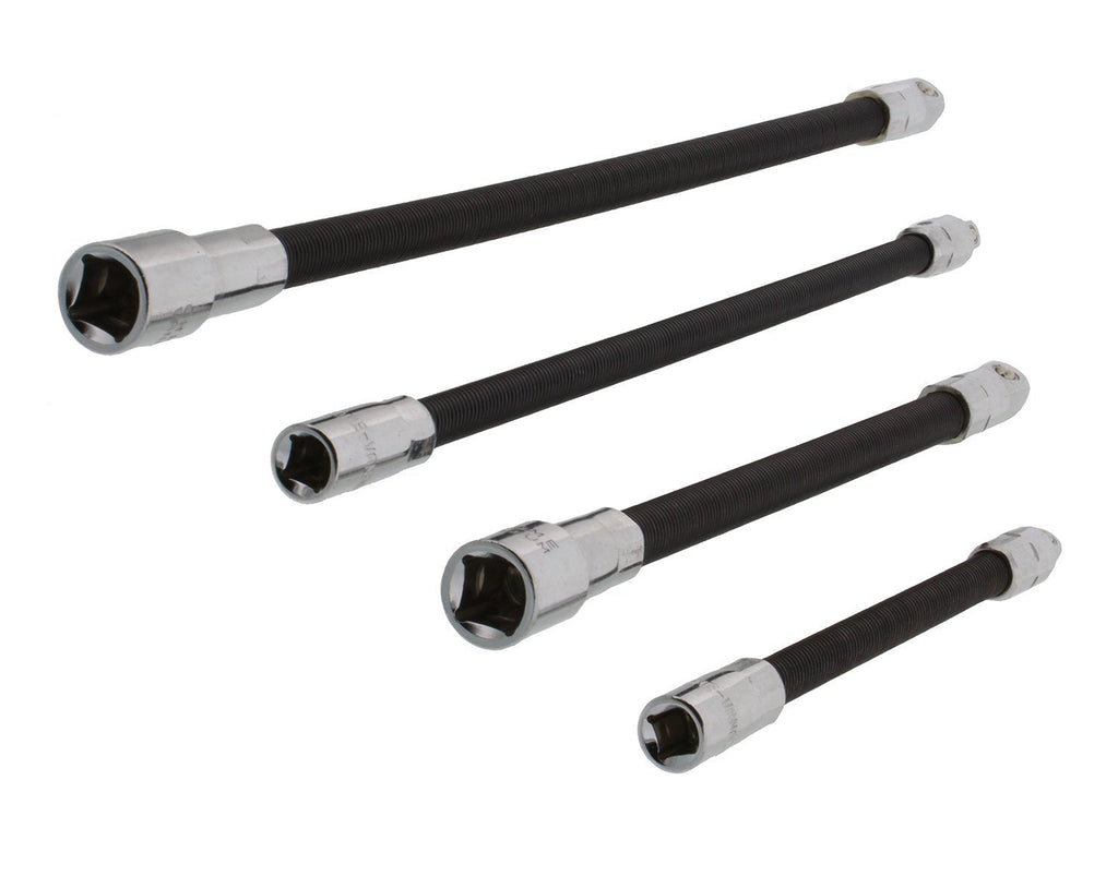  [AUSTRALIA] - ABN Flexible Socket Extension Cables - 4pc Flex Socket Extension Bar Set 1/4in and 3/8in Drive Light Impact Extender