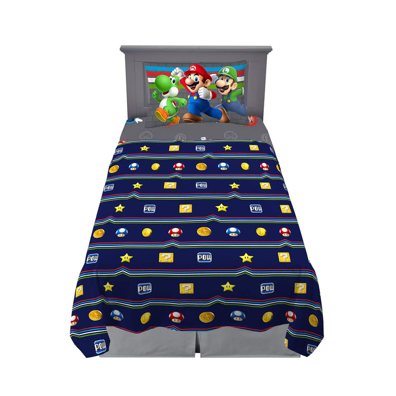  [AUSTRALIA] - Franco Kids Bedding Soft Sheet Set, 3 Piece Twin Size, Super Mario