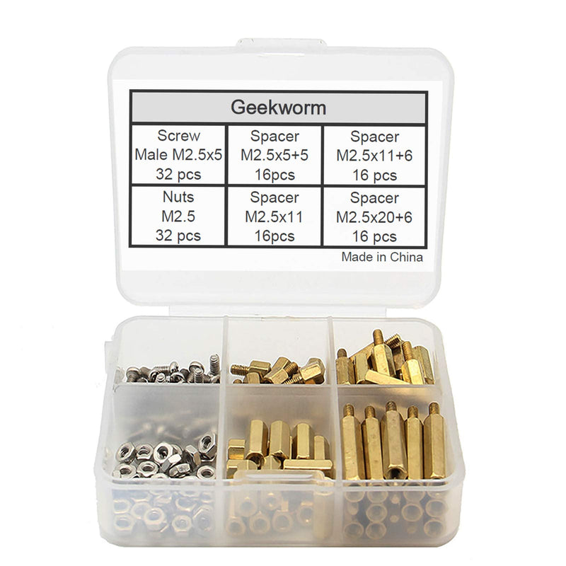  [AUSTRALIA] - Geekworm Raspberry Pi Installation Tool 132 Pcs/Lot M2.5 Series Hex Brass Spacer/Standoff + Nuts + Screws w/Storage Case Raspberry Pi 4/3 Model B+(Plus) / 3B / Zero W/2W Accessories Kit