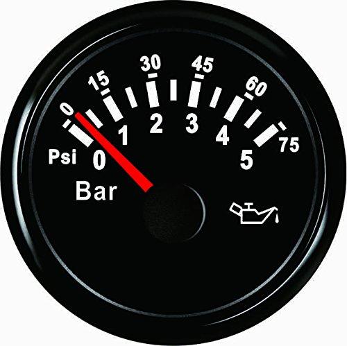  [AUSTRALIA] - ELING Oil Pressure Gauge Meter 0-5bar 0-75Psi 52mm(2") 12V/24V with Backlight