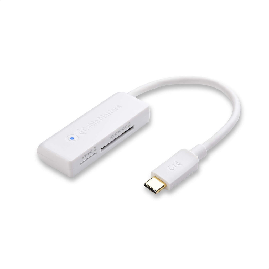 Cable Matters Dual Slot USB C Card Reader (USB C SD Card Reader) in White for Micro SD, SDHC, SDXC Memory Cards - Thunderbolt 4 / USB4 / Thunderbolt 3 Port Compatible - LeoForward Australia