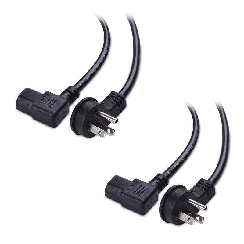 Cable Matters 2-Pack 16 AWG Low Profile Right Angle Power Cord (Power Cable) 6 Feet (NEMA 5-15P to Angled IEC C13) 6 ft - LeoForward Australia