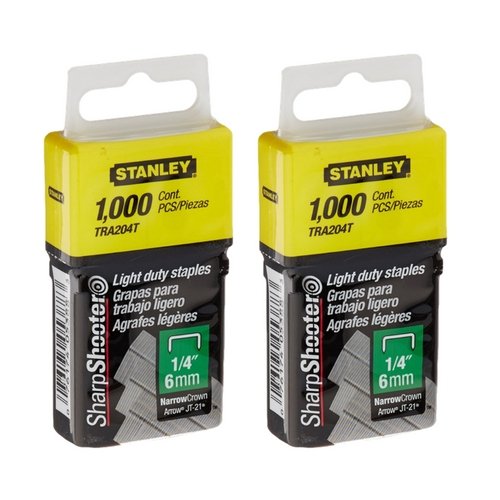  [AUSTRALIA] - Stanley TRA204T 1/4 Inch Light Duty Narrow Crown Staples, Pack of 1000(Pack of 2000)