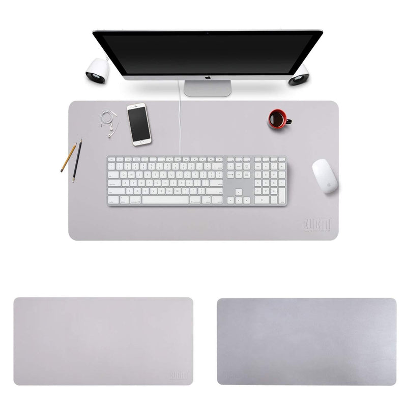BUBM PU Leather Double Sided Desk Pad Computer Mat Desk Writing Mat for Office and Home, Desk Pad Protector, Mouse Pad, Laptop Desk Pad, Ultra Thin 2mm - 31.5"x15.8" (Gray) Gray - LeoForward Australia