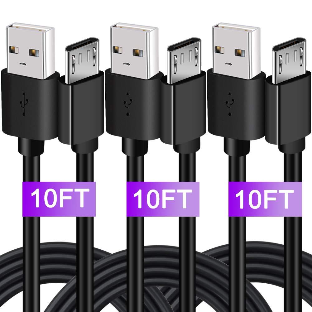  [AUSTRALIA] - 3Pack 10FT PS4 Charger Cord for Xbox One Controller,PS4 Charging Cable,Micro USB Cable for Xbox One S/X Slim Elite Controller,Playstation 4 Games,Dualshock 4 Controller Data Sync Cord