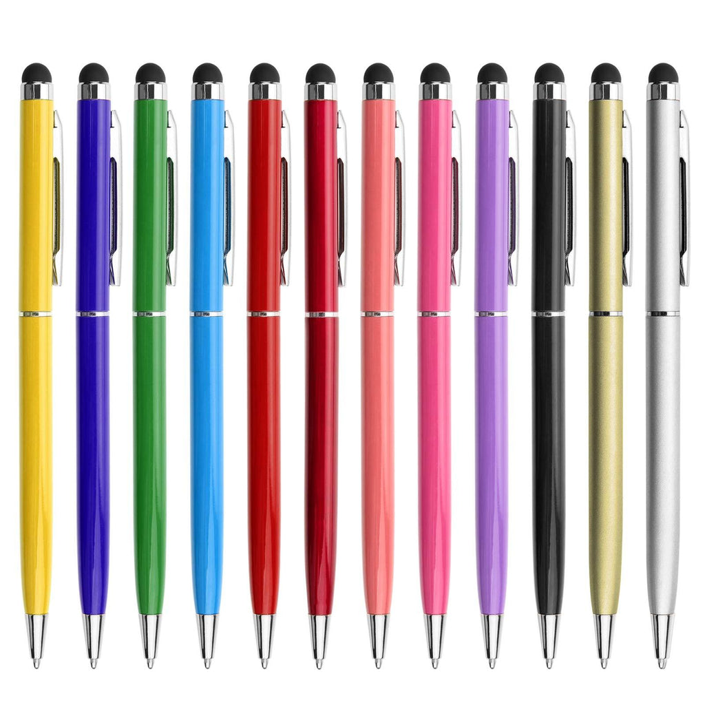 innhom Stylus Pens Stylus Pen for Touch Screens Compatible with iPad iPhone Tablets Samsung Kindle and Black Ink Ballpoint Pens-2 in 1 Stylists Pens 12 Pack - LeoForward Australia