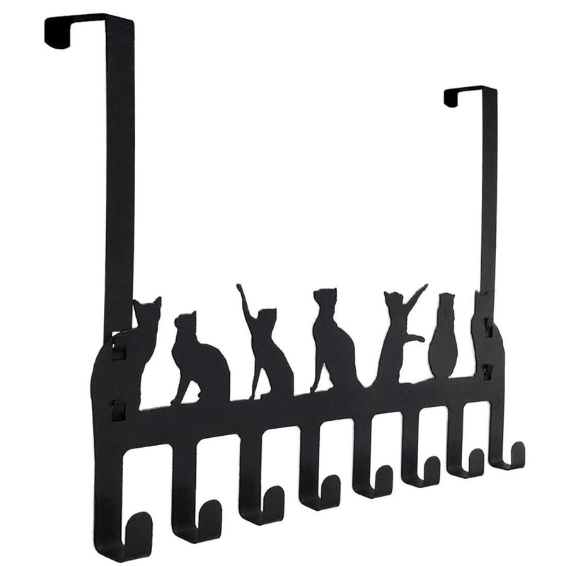 Wintek Over the Door Hook Hanger, Heavy Duty Organizer Rack for Towel, Hat,Hoodies,Coat , Cloth,Bag - 8 Hooks (Black) cat - LeoForward Australia