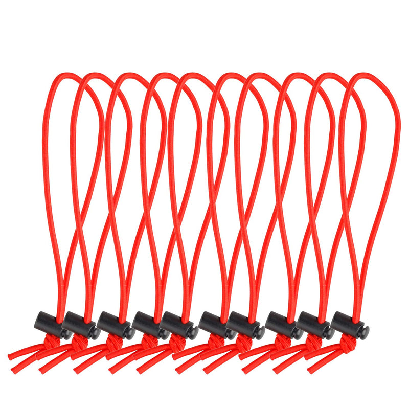  [AUSTRALIA] - POWRIG 6" Elastic Cable Ties Bungee Cords Adjustable Cable Management Reusable -Red (10-pack)