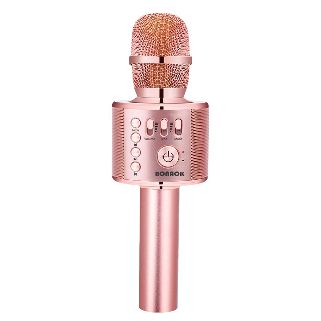  [AUSTRALIA] - BONAOK Bluetooth Wireless Karaoke Microphone,3-in-1 Portable Handheld Karaoke Mic Speaker Machine Birthday Home Party for PC or All Smartphone Q37 (Champagne) Champagne
