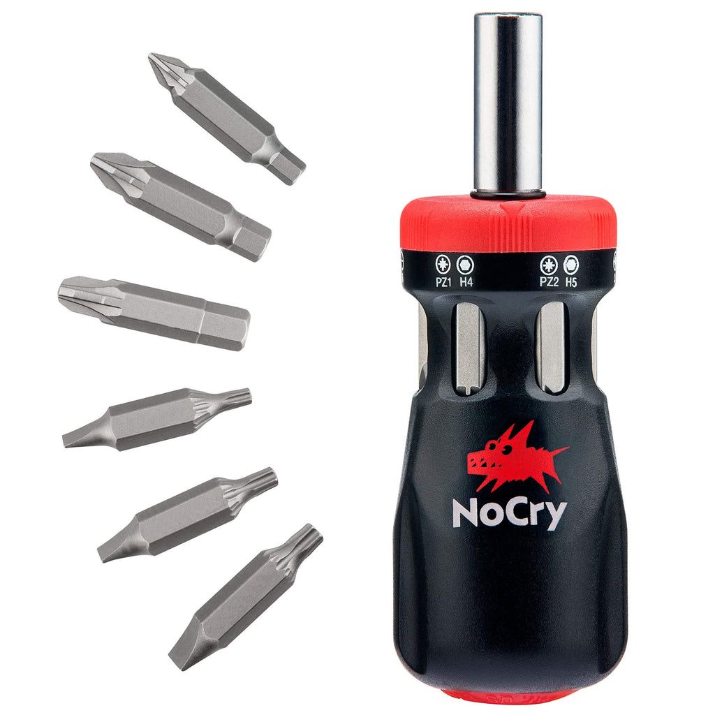  [AUSTRALIA] - NoCry Stubby Ratcheting Screwdriver Kit with 12-in-1 Mini Bit Set including Flathead, Hex, Torx and Pozidriv Tips