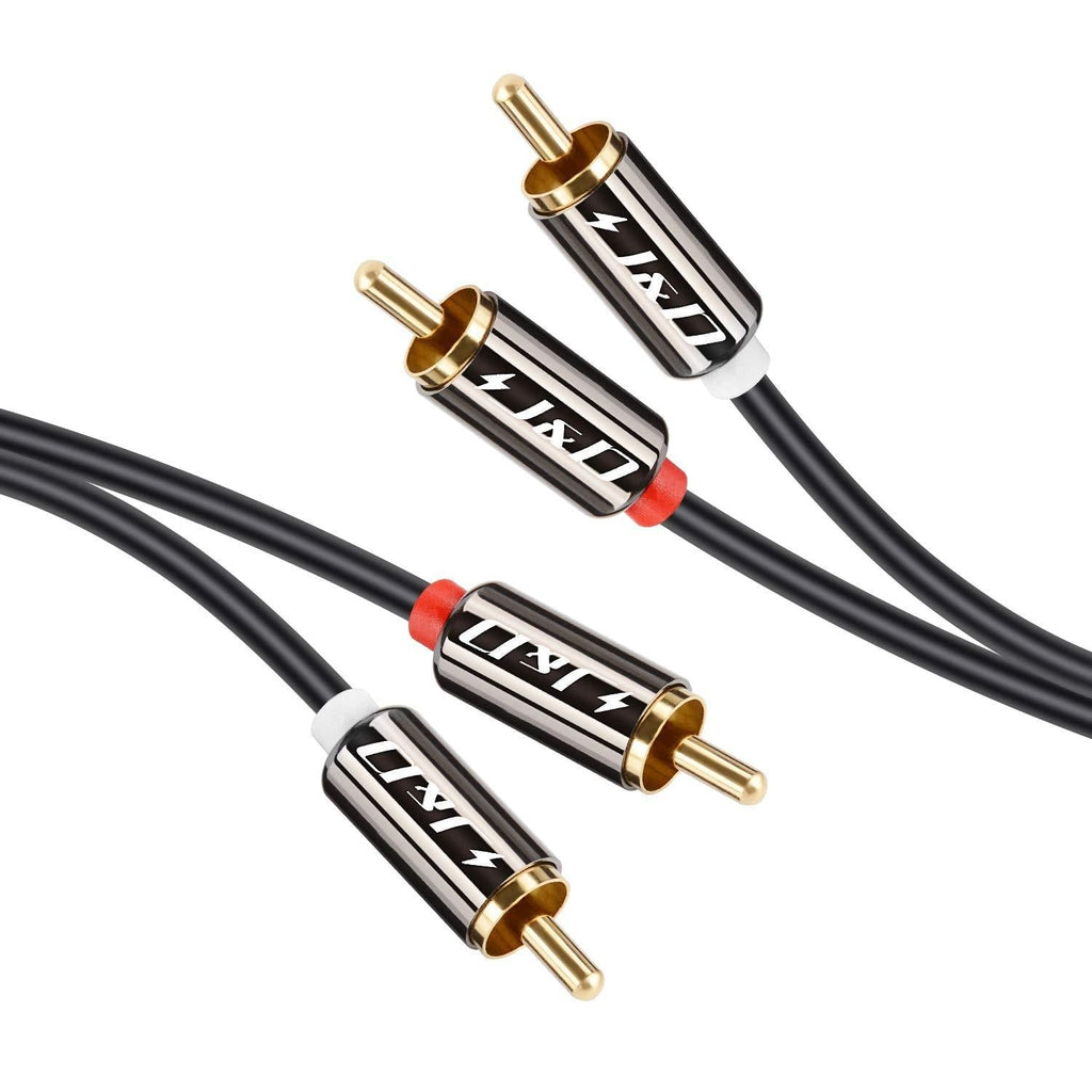 J&D RCA Cable, (2 Pack) Gold-Plated 2RCA Male to 2RCA Male Copper Shell Stereo Audio Cable, RCA Audio Cables, 9 Feet 2 Pack - 9 ft - LeoForward Australia