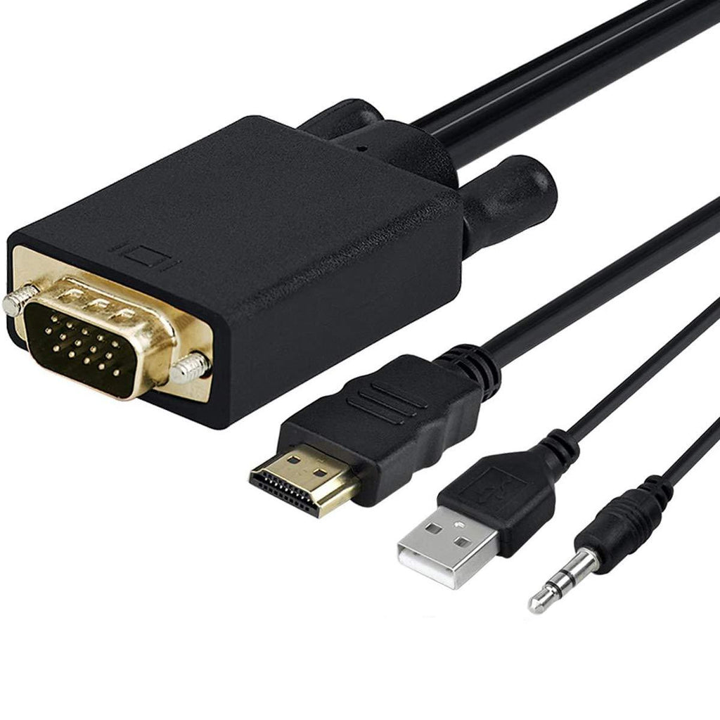 HDMI to VGA Adapter Cable with 3.5mm Audio Cord, 1080P HDMI to VGA Male Converter Cord Support Apple Mackbook Sony PS2 PS3 PS4 Xbox Notebook PC DVD Player Laptop TV Etc (6 Ft/1.8m) - LeoForward Australia