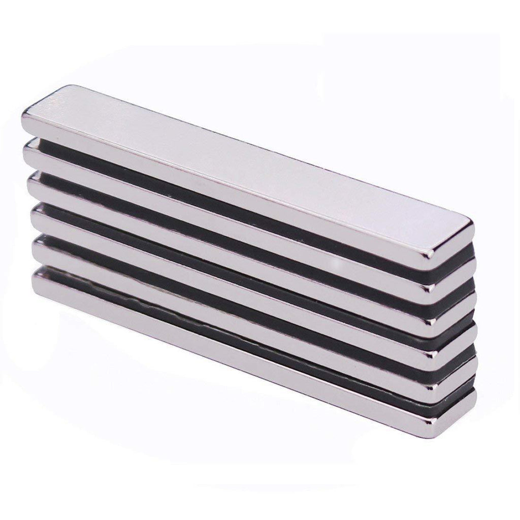 6Pcs Neodymium Bar Magnet, DIY, Construction, Science, Craft and Office Strong Rare Earth Metal Neodymium Magnets - 60 x 10 x 3 mm - LeoForward Australia