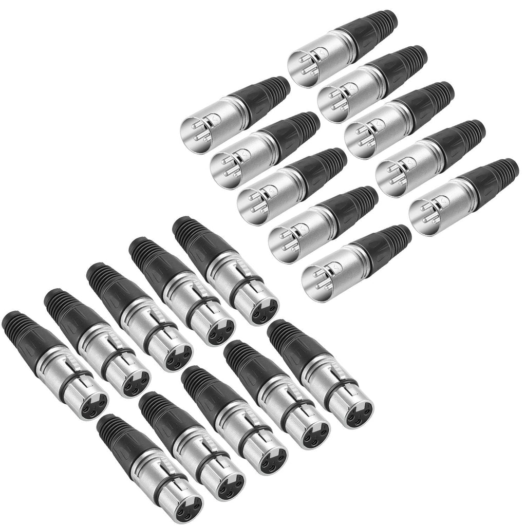  [AUSTRALIA] - Neewer 20-Piece 3 Pin XLR Solder Type Connector - 10 Male and 10 Female Plug Cable Connector Microphone Audio Socket, Made of Zinc Alloy for High Conductivity and Ultra-low Noise (Metal End)