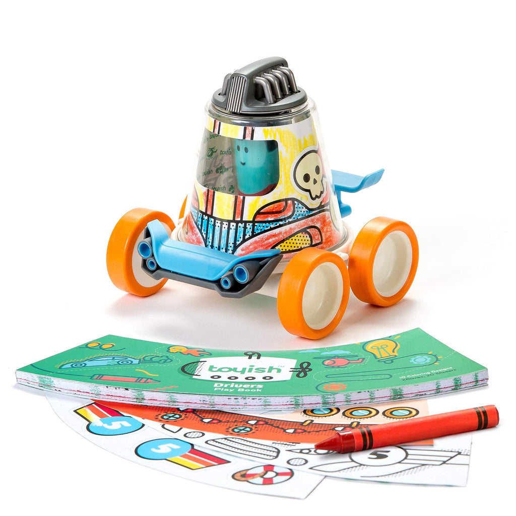 Toyish Award Winning Interactive Coloring Book and Race Car with Racer Toy - STEAM, Creativity and Learning Development DIY Kit for Preschool Kids Age 4-8 - LeoForward Australia