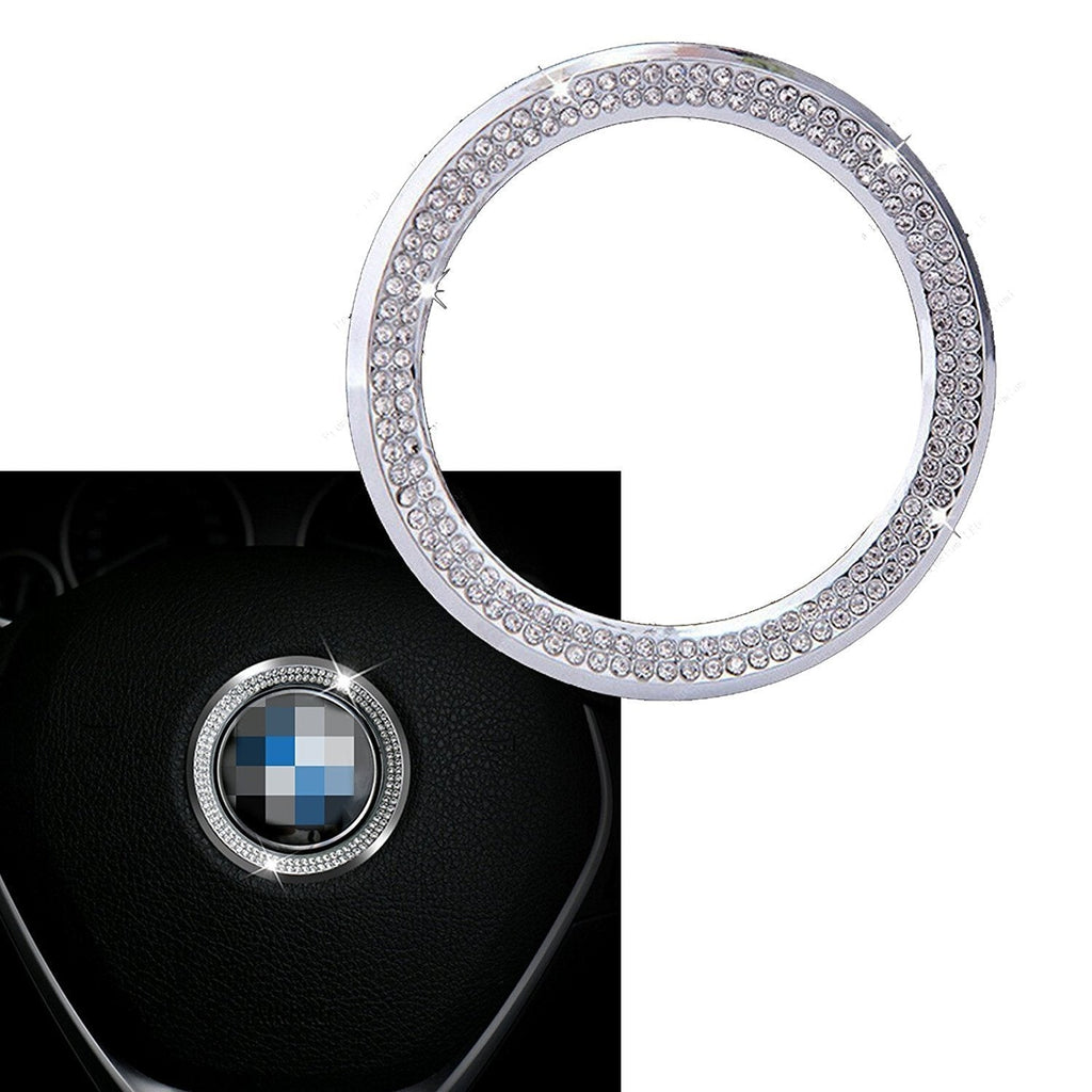  [AUSTRALIA] - Xotic Tech 1 Piece Steering Wheel Logo Decoration Ring Sticker for BMW 3 4 5 Series X3 X5 E30 E36 E34 E39 F30 F34 F36 F15 G01 G30 G31, 3D Bling Diamond Rhinestone Car Interior Trim Decal