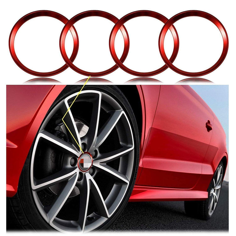  [AUSTRALIA] - Xotic Tech 4 Pieces Red Alloy Car Wheel Rim Center Cap Hub Rings Decoration for Audi A3 A4 A5 TT Quattro, Fit BMW X1 X3 X5 1 3 5 6 7 Series