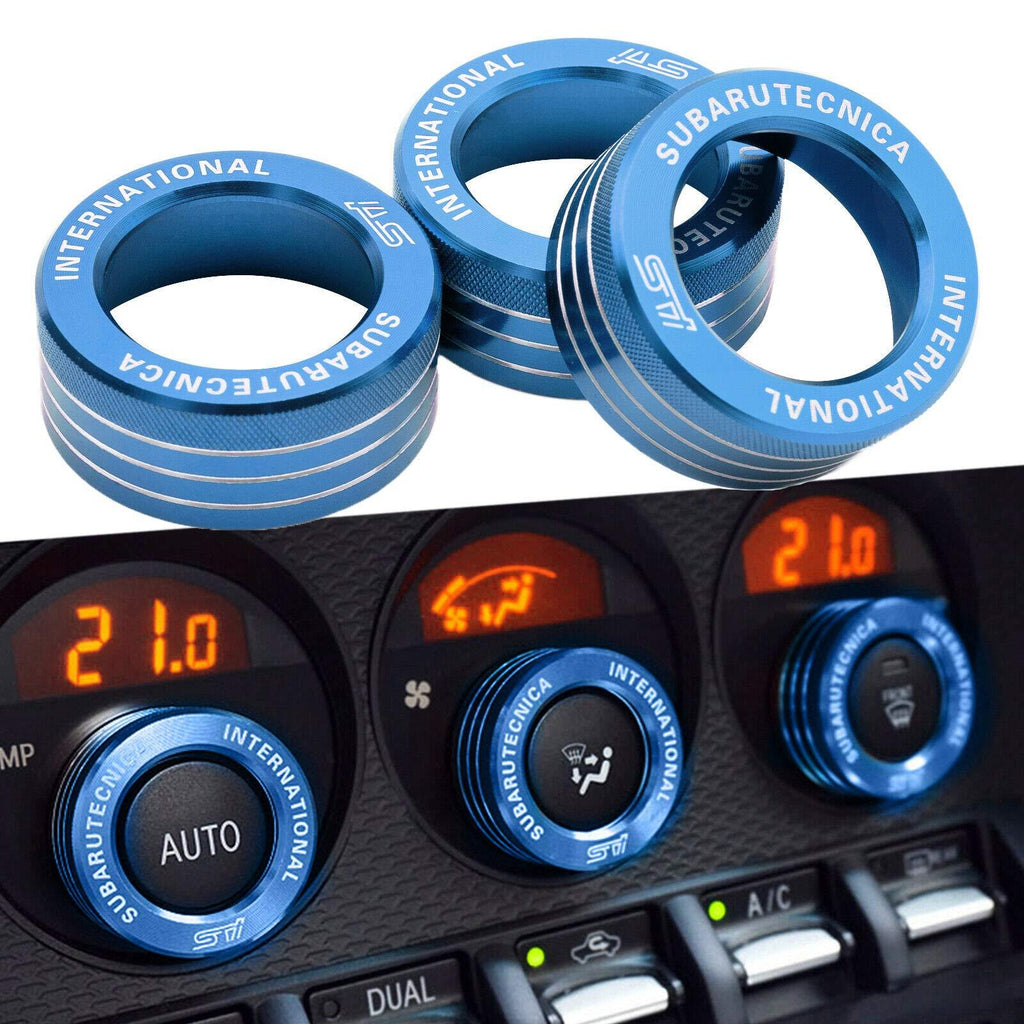  [AUSTRALIA] - 3x AC Knob Control Volume Blue Cover Rings Trim for Subaru BRZ GT86 FT86 FR-S