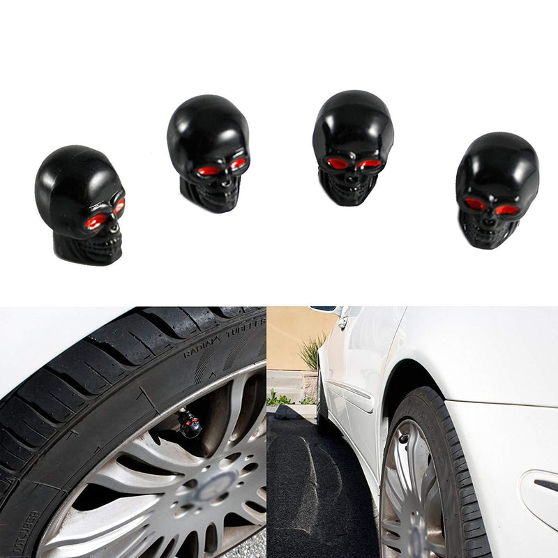 Xotic Tech Tire Wheel Valve Stem Air Dust Cover Caps Set Black Skull Head for Car Truck Motorcycle Bike Skull Black - LeoForward Australia
