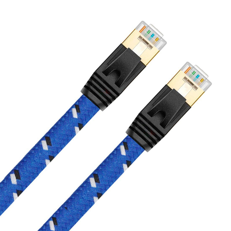 Nylon Cat 7 Ethernet Cable 6Ft, Tanbin Cat7 RJ45 Network Patch Cable Flat 10 Gigabit 600Mhz LAN Wire Cable Cord Shielded for Modem, Router, PC, Mac, Laptop, PS2, PS3, PS4, Xbox 360 Blue - LeoForward Australia
