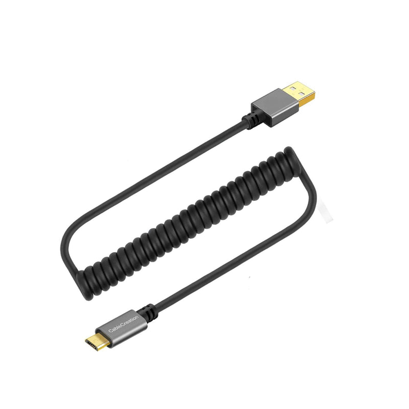  [AUSTRALIA] - Coiled USB Cable, CableCreation (0.56ft to 4ft) USB 2.0 A to Micro USB Charging Data Cord, Compatible with Android Smartphone, Wall and Car Charger, Space Gray A-Micro