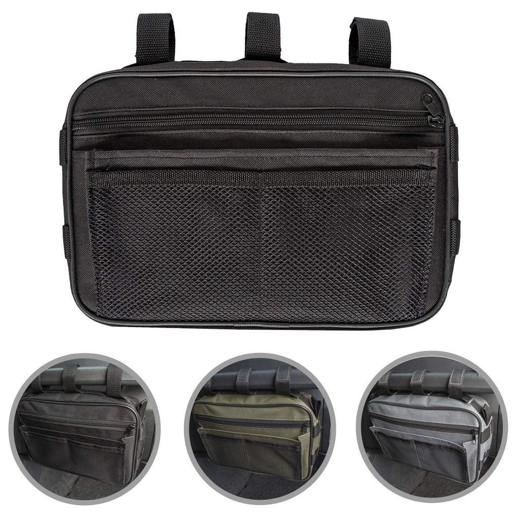  [AUSTRALIA] - MDSTOP Passenger Grab Handles Storage Bag Fits for Almost All Models of Jeep Wrangler, Multi-Purpose Storage Pouch Organizer, Mesh Polyester Dash Tools Bag (Black) Black