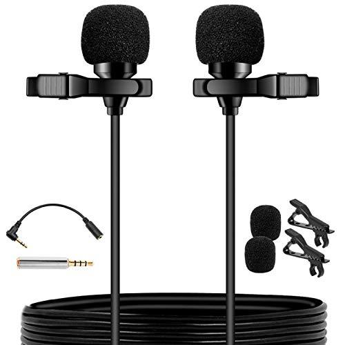PoP voice Premium 16 Feet Dual-head Lavalier Microphone, Professional Lapel Clip-on Omnidirectional Condenser Mic for Apple iPhone,Android,PC,Recording Youtube,Interview,Video Conference,Podcast - LeoForward Australia
