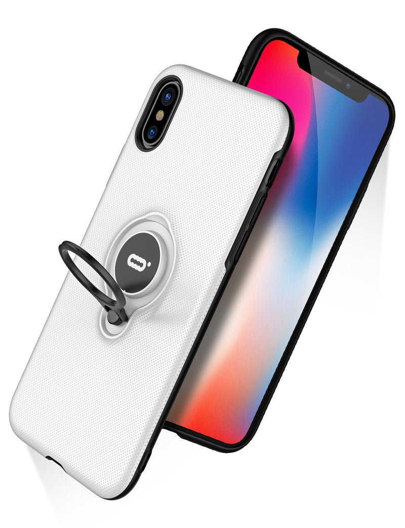  [AUSTRALIA] - DESOF iPhone X Case, iPhone 10 Case with Ring Holder Kickstand, 360°Adjustable Ring Grip Stand Work with Magnetic Car Mount Anti-Fingerprint Slim Cover for Apple iPhone X (2017) 5.8 inch - White