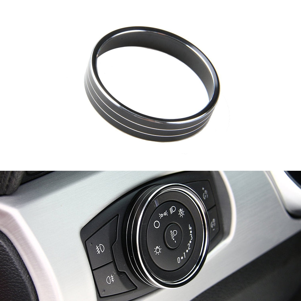  [AUSTRALIA] - CheroCar Headlight Switch Decorative Ring for Ford F150/Mustang 2015+ (Black-2) Black-2