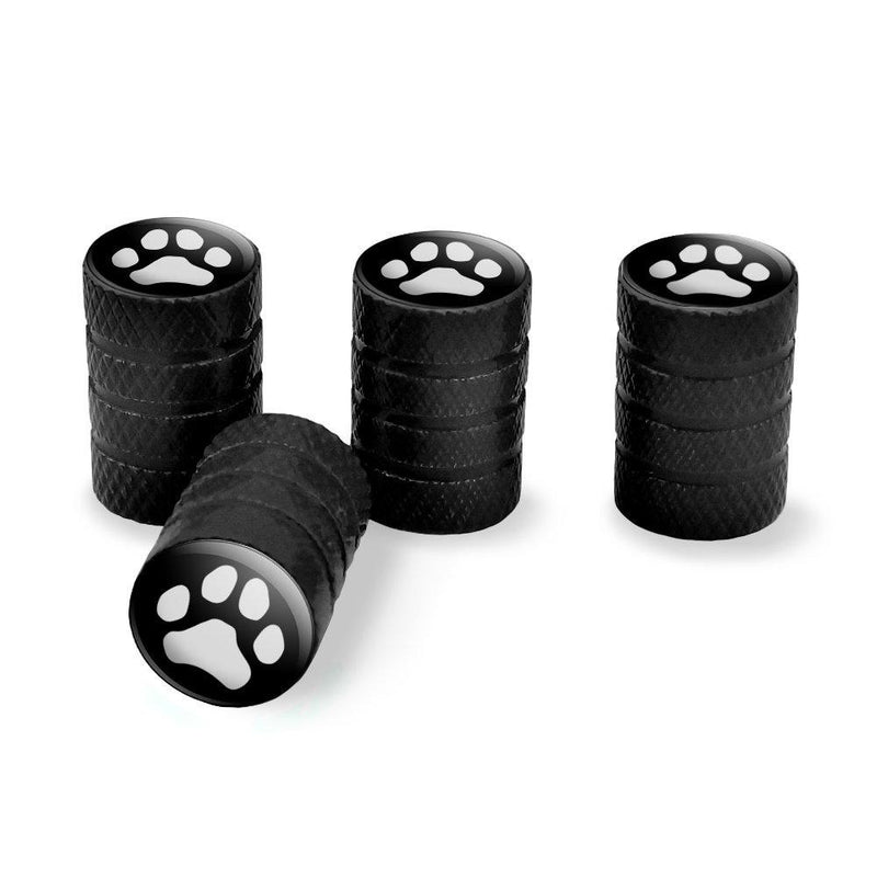 Graphics and More Paw Print Dog Cat White on Black Tire Rim Wheel Aluminum Valve Stem Caps - Black - LeoForward Australia