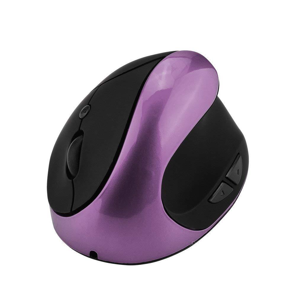 Wireless Mouse 2.4G Ergonomic Vertical Optical Mouse with Nano Receiver,4 Adjustable DPI 800/1200/ 1600/2400,Rechargeable Li-Battery,6 Buttons for Computer,Notebook, PC, Laptop, MacBook(Purple) Purple - LeoForward Australia