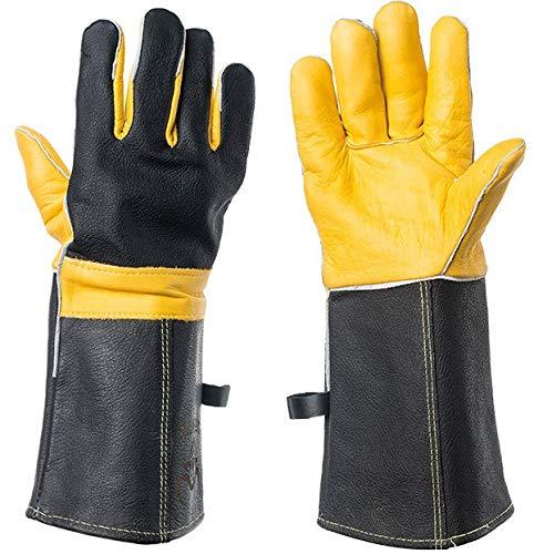  [AUSTRALIA] - DEFENCES Scratch/Bite Resistant Gloves Gauntlet For Dog Cat Bird Snake Reptile Grooming,15 Inch Leather Work Gloves Kevlar Stitching, Perfect for BBQ, Stove, Welding, Animal Handling Gloves Bite Proof Large